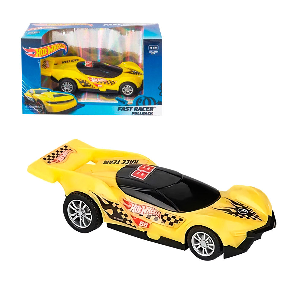 HOT WHEELS FAST RACER PULL BACK AMARILLO HOT WHEELS FAST RACER PULL BACK AMARILLO